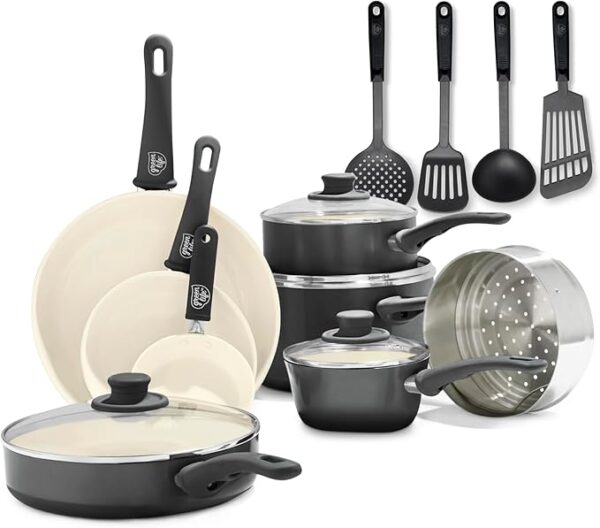 25% OFF LIMITID TIME DEAL GreenLife Soft Grip 16 Piece Cookware Set