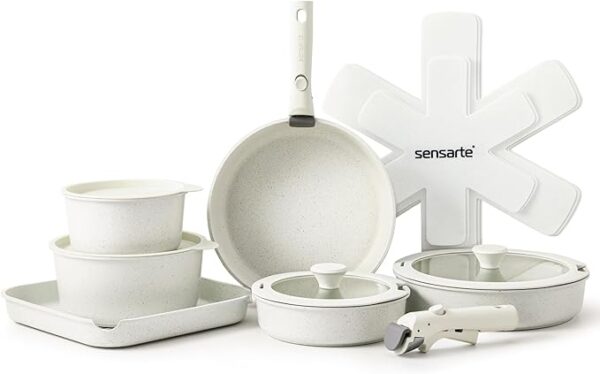 20% OFF LIMITID TIME DEAL SENSARTE 17 Piece Pots and Pans Set, Nonstick