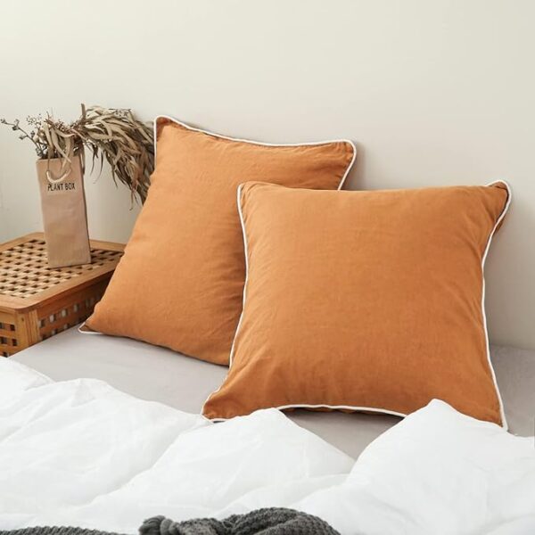 25% OFF LIMITID TIME DEAL Simple&Opulence 100% Linen Euro Shams with White Trim Edges