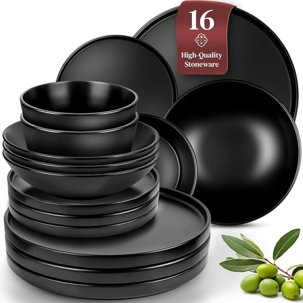38% OFF LIMITID TIME DEAL Matte Black Dinnerware Set - Ultra Chic Black Stoneware