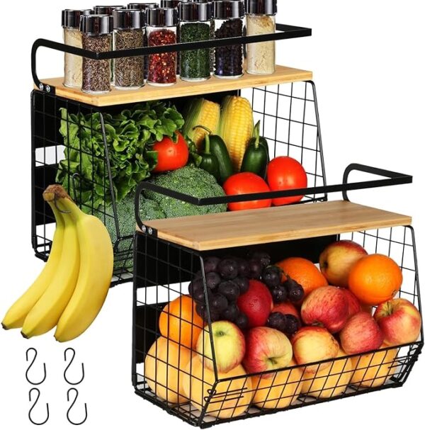 5% OFF LIMITID TIME DEAL 2 Set Magnetic Shelf for Refrigerator with Wood Lid