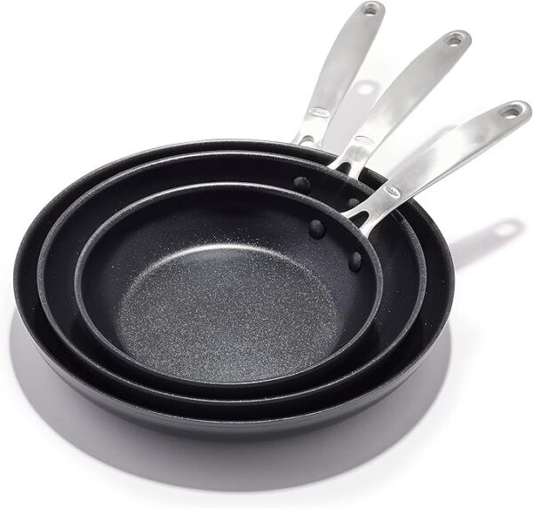 24% OFF LIMITID TIME DEAL OXO Enhanced, 8" 10" and 12" 3 Piece Frying Pan Skillet Set