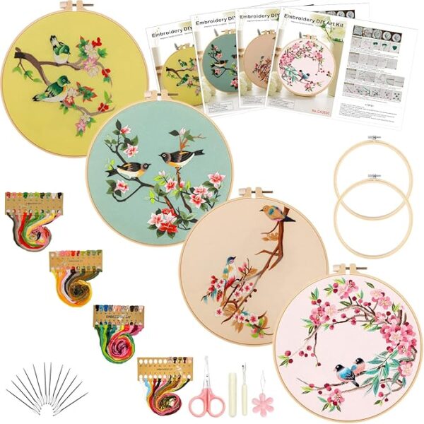 18% OFF LIMITID TIME DEAL Picoey Birds Embroidery Kit for Beginners with Pattern and Instructions